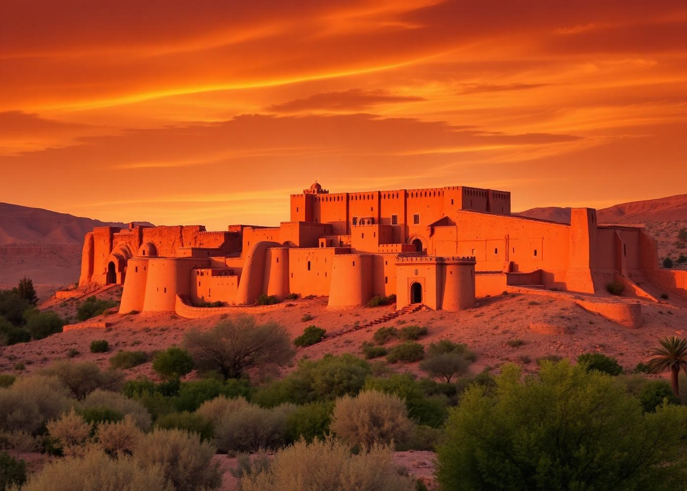 Ait Ben Haddou kasbah at sunset