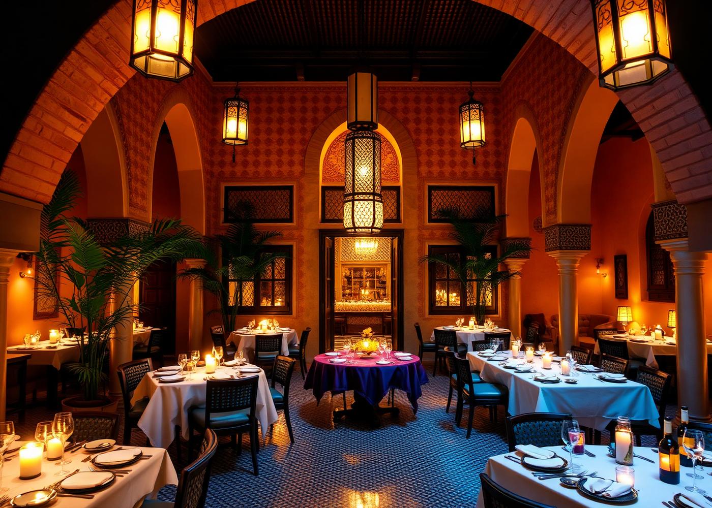 Candlelit riad dining room